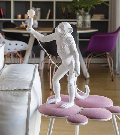 Seletti Monkey Lamp White Standing Indoor